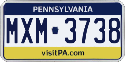 PA license plate MXM3738