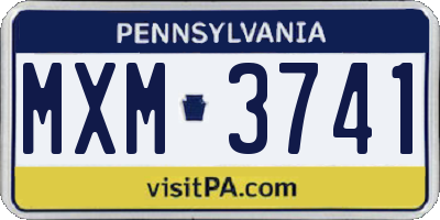PA license plate MXM3741