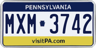 PA license plate MXM3742