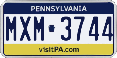 PA license plate MXM3744