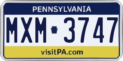 PA license plate MXM3747