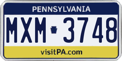 PA license plate MXM3748
