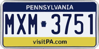 PA license plate MXM3751
