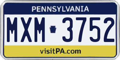 PA license plate MXM3752