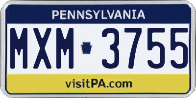 PA license plate MXM3755