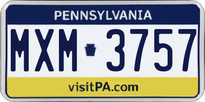 PA license plate MXM3757