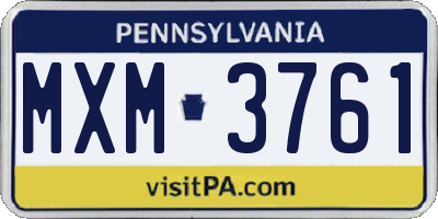 PA license plate MXM3761