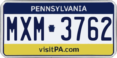 PA license plate MXM3762
