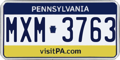 PA license plate MXM3763