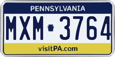 PA license plate MXM3764
