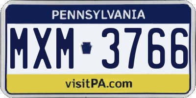 PA license plate MXM3766