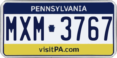 PA license plate MXM3767