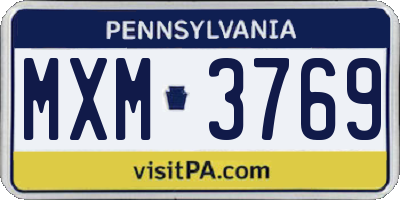 PA license plate MXM3769