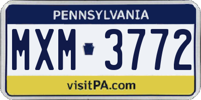 PA license plate MXM3772