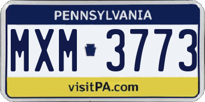 PA license plate MXM3773