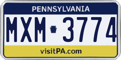 PA license plate MXM3774
