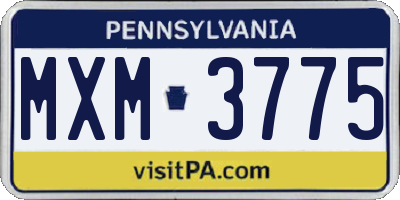 PA license plate MXM3775