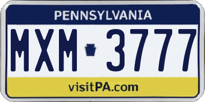 PA license plate MXM3777
