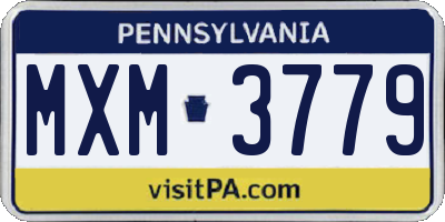 PA license plate MXM3779