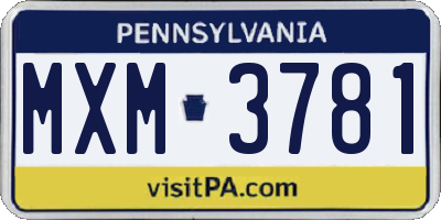 PA license plate MXM3781