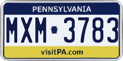 PA license plate MXM3783