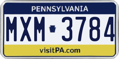 PA license plate MXM3784