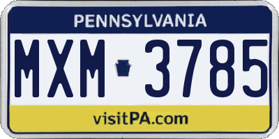 PA license plate MXM3785
