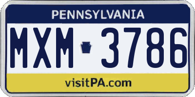 PA license plate MXM3786
