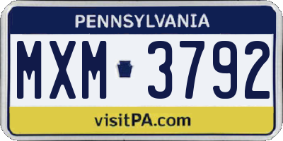 PA license plate MXM3792