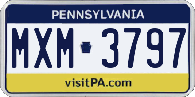 PA license plate MXM3797