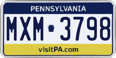 PA license plate MXM3798
