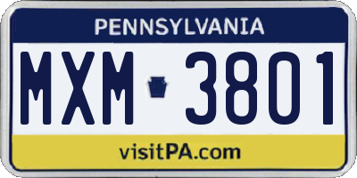 PA license plate MXM3801