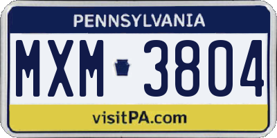 PA license plate MXM3804