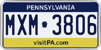 PA license plate MXM3806