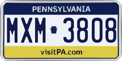 PA license plate MXM3808