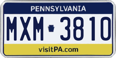 PA license plate MXM3810
