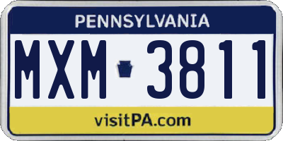 PA license plate MXM3811