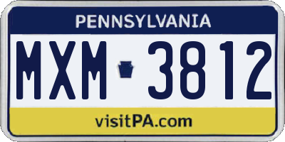 PA license plate MXM3812