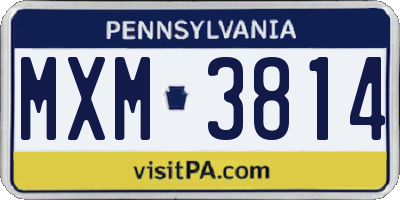 PA license plate MXM3814