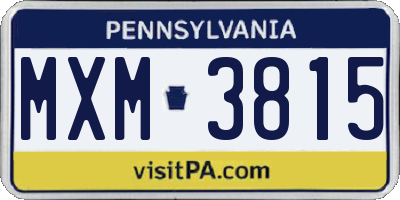 PA license plate MXM3815