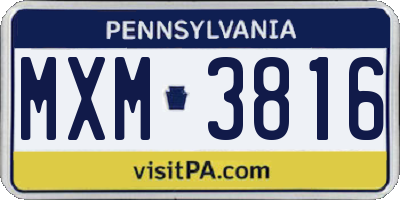 PA license plate MXM3816