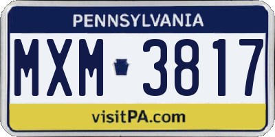 PA license plate MXM3817