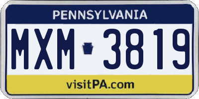 PA license plate MXM3819
