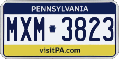 PA license plate MXM3823