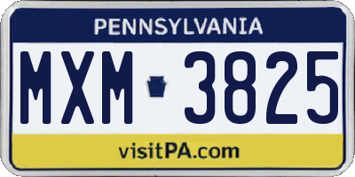 PA license plate MXM3825