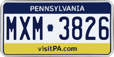 PA license plate MXM3826