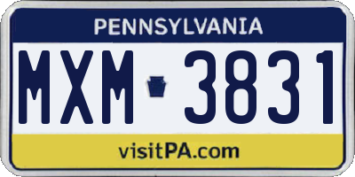 PA license plate MXM3831
