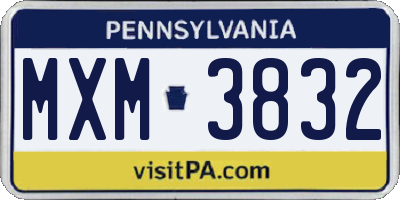 PA license plate MXM3832