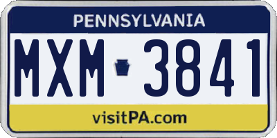 PA license plate MXM3841