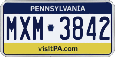 PA license plate MXM3842